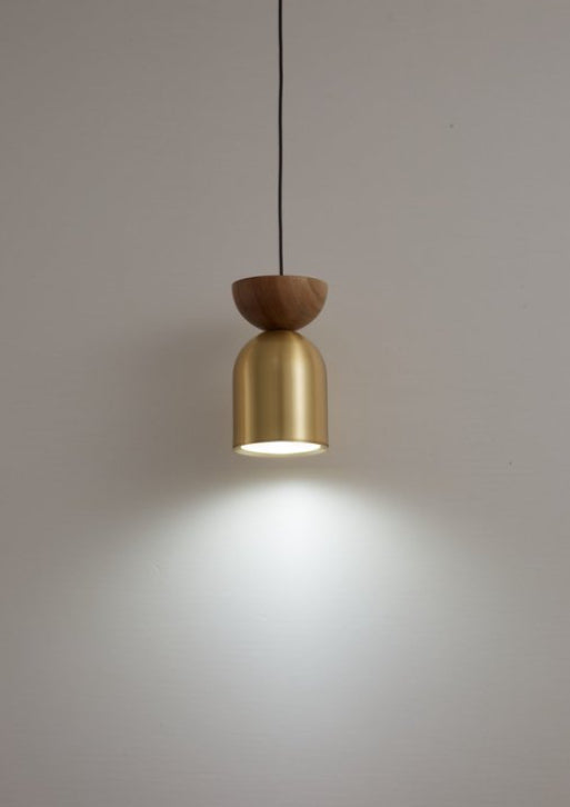 Cilinder walnoot hanglamp - goud
