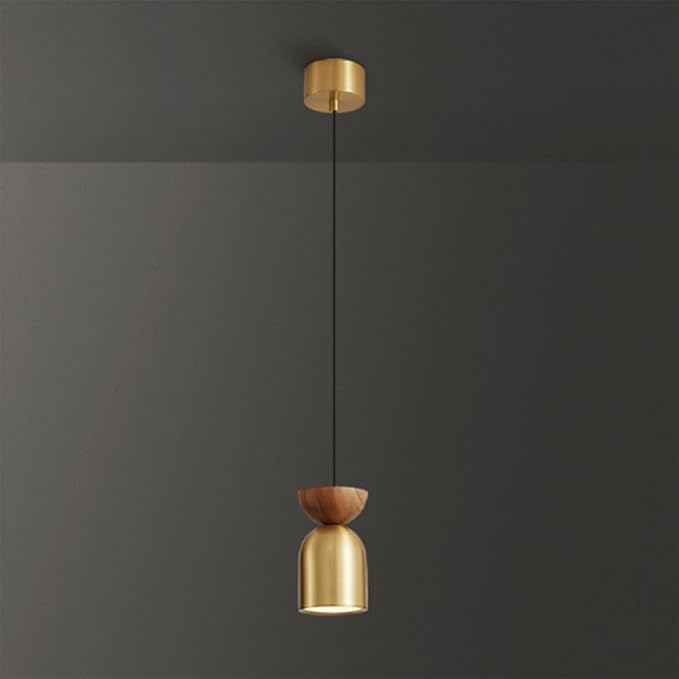 Cilinder walnoot hanglamp - goud