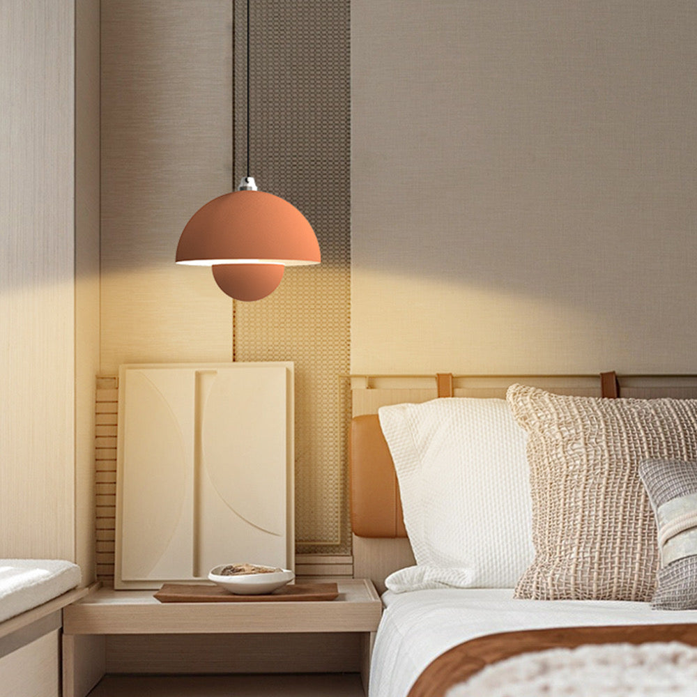 Bloemknop macaron hanglamp - teracotta bruin mat