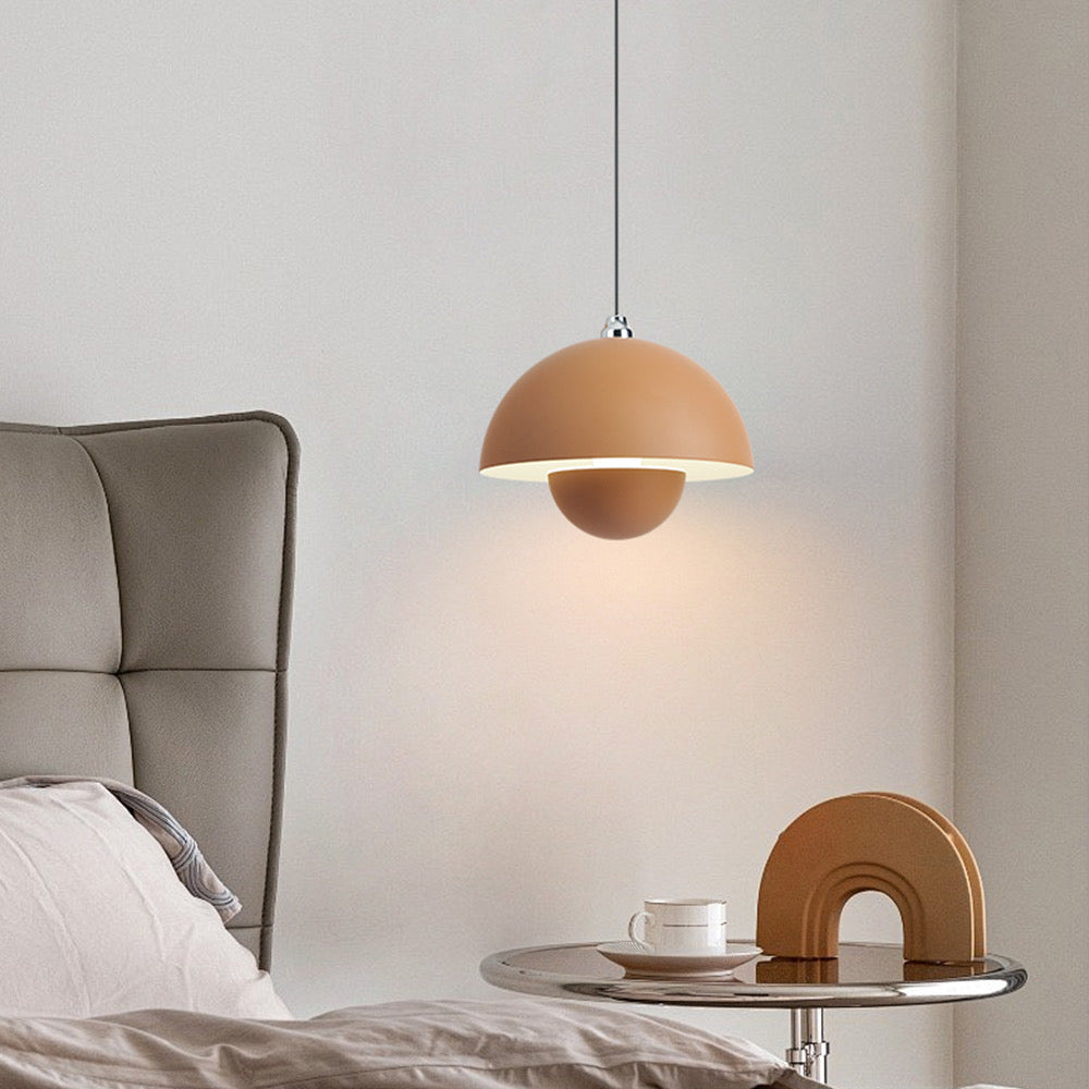 Bloemknop macaron hanglamp - teracotta bruin mat