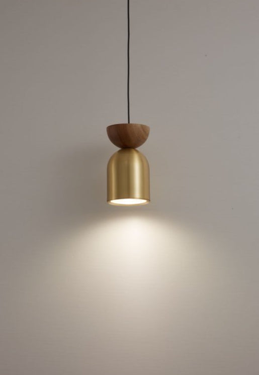Cilinder walnoot hanglamp - goud