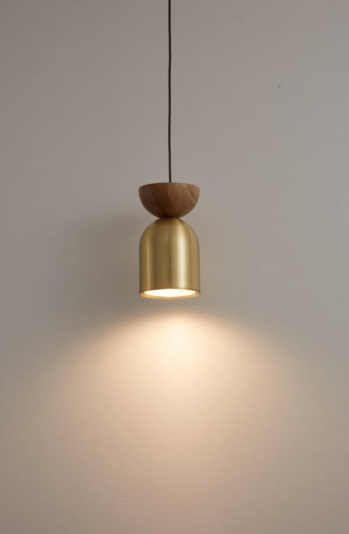 Cilinder walnoot hanglamp - goud