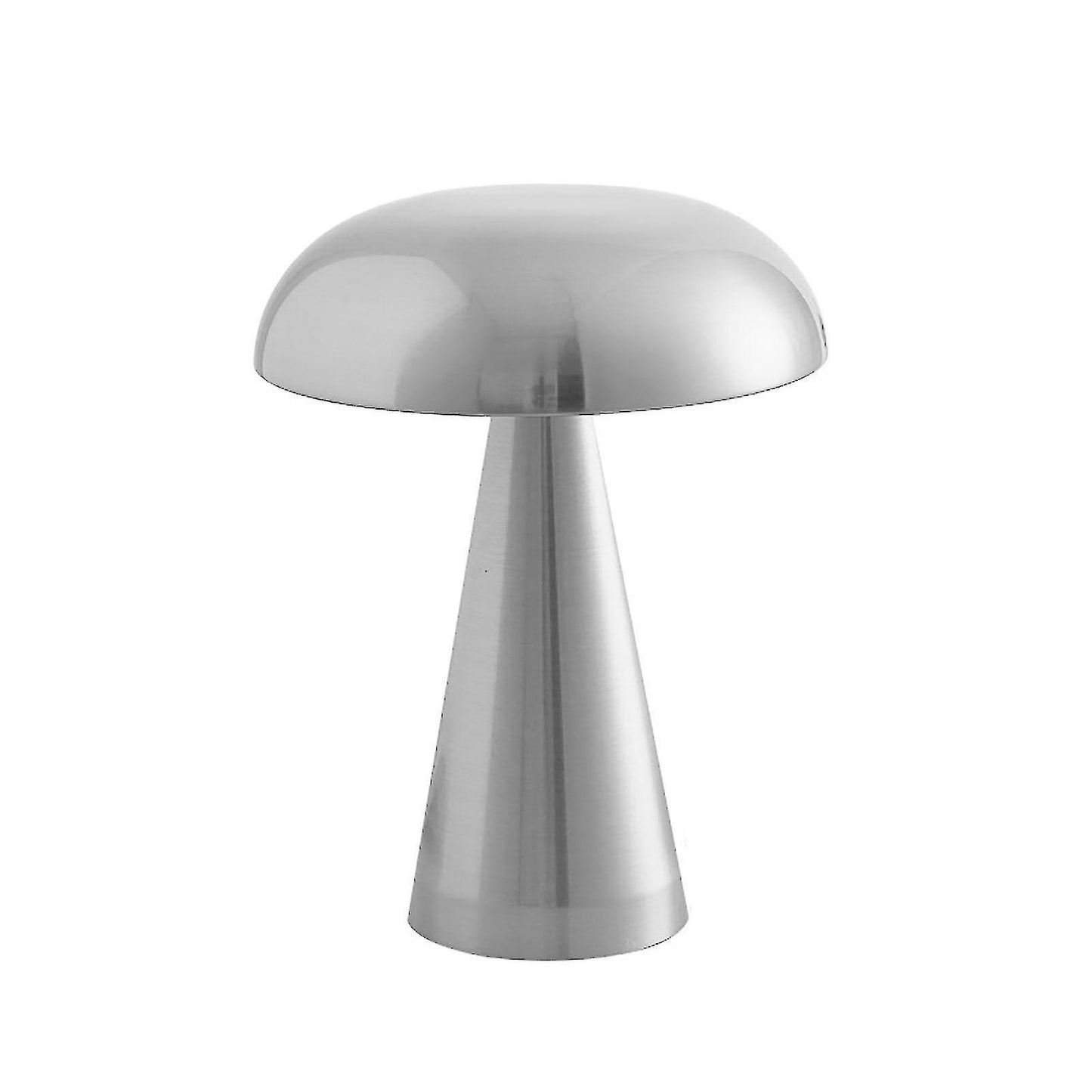 Oplaadbare Mushroom tafellamp zilver met organisch design, ideaal voor moderne interieurs.