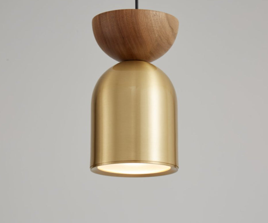 Cilinder walnoot hanglamp - goud