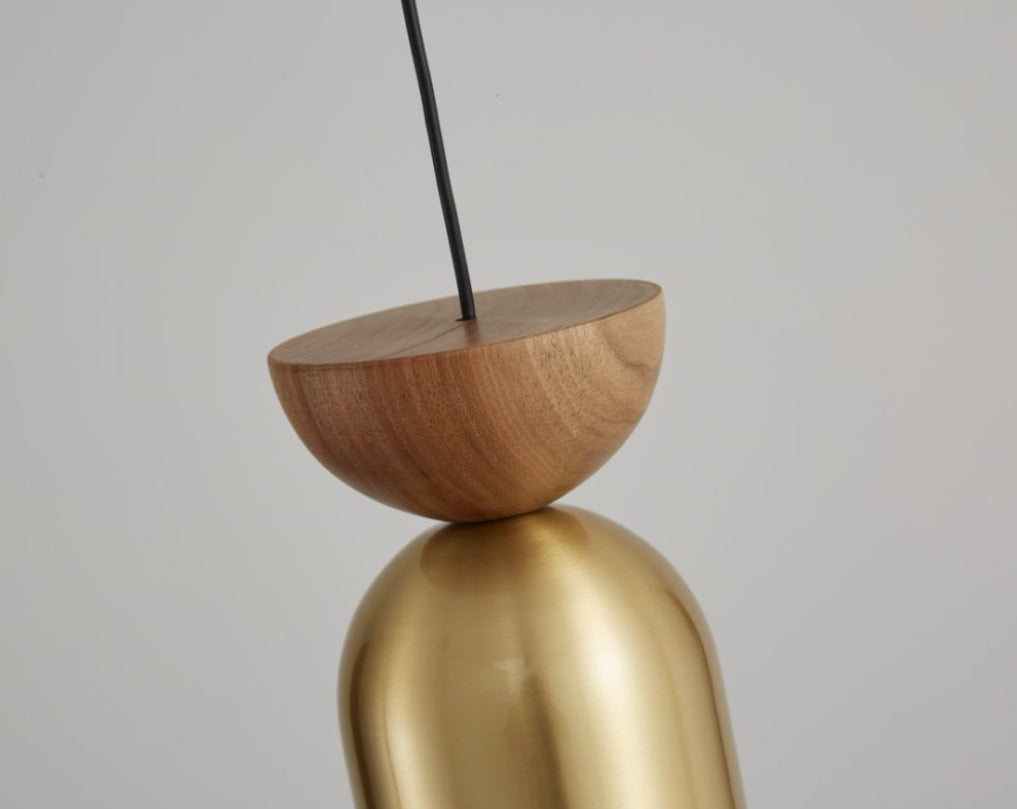 Cilinder walnoot hanglamp - goud