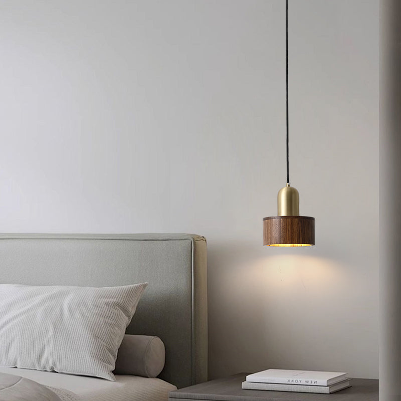 Japanse stijl hanglamp - walnoot messing