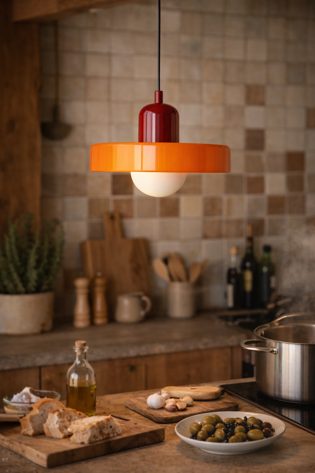 Retro hanglamp - Oranje-rood - 25 cm