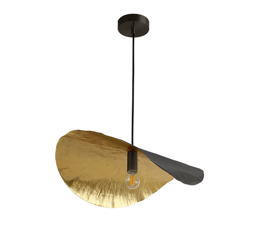 Blad hanglamp - goud/zwart - messing - 45 cm