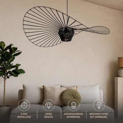 Hoedlamp Zwart - Design Hanglamp - 100 cm