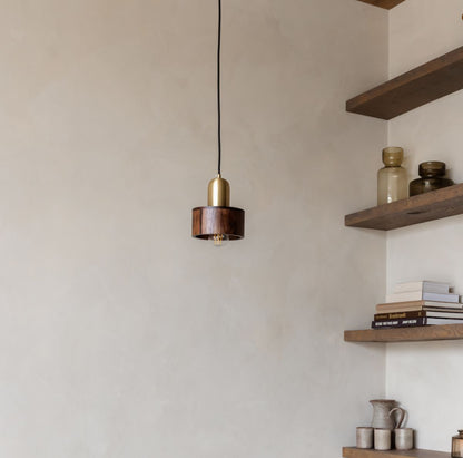 Hanglamp hout en messing