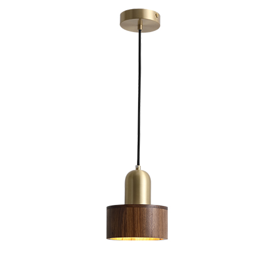 Japanse stijl hanglamp - walnoot messing