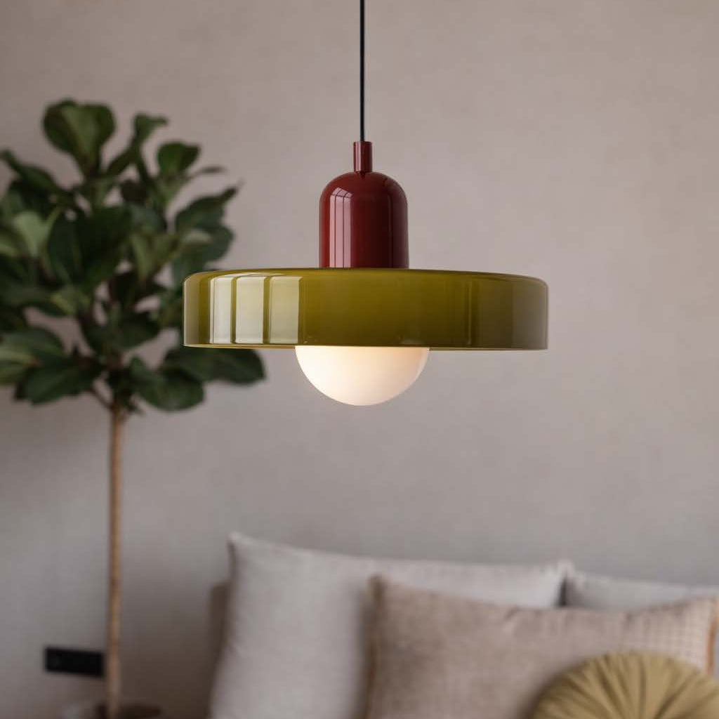 Retro hanglamp - groen-rood