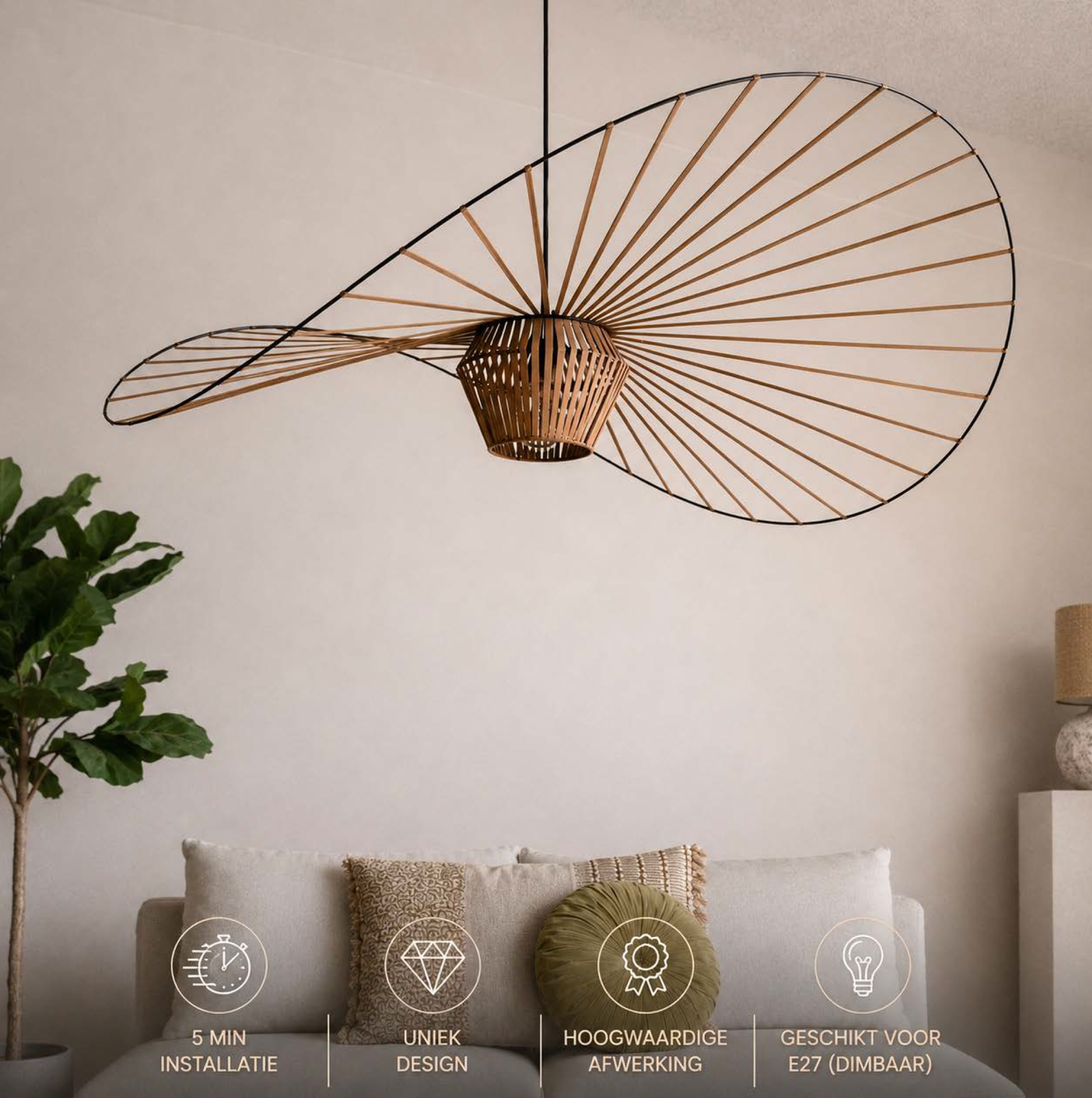 Moderne Design Pendelleuchte - Kupferbraun - 100 cm