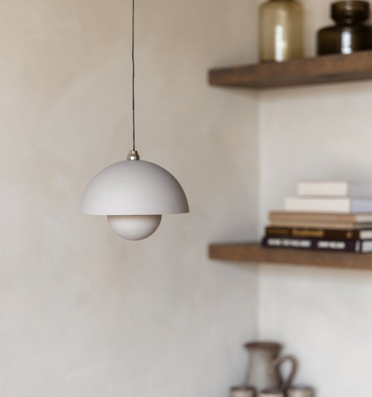 Bloemknop macaron hanglamp - lichtgrijs mat