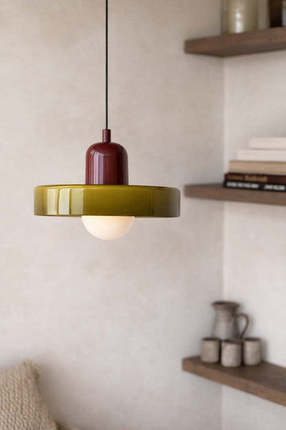 Retro hanglamp - groen-rood
