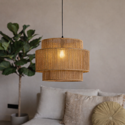 Boho rotan hanglamp drielaags