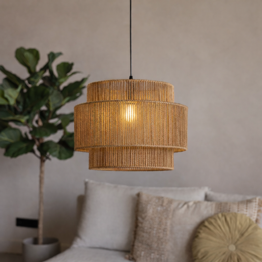 Boho rotan hanglamp drielaags
