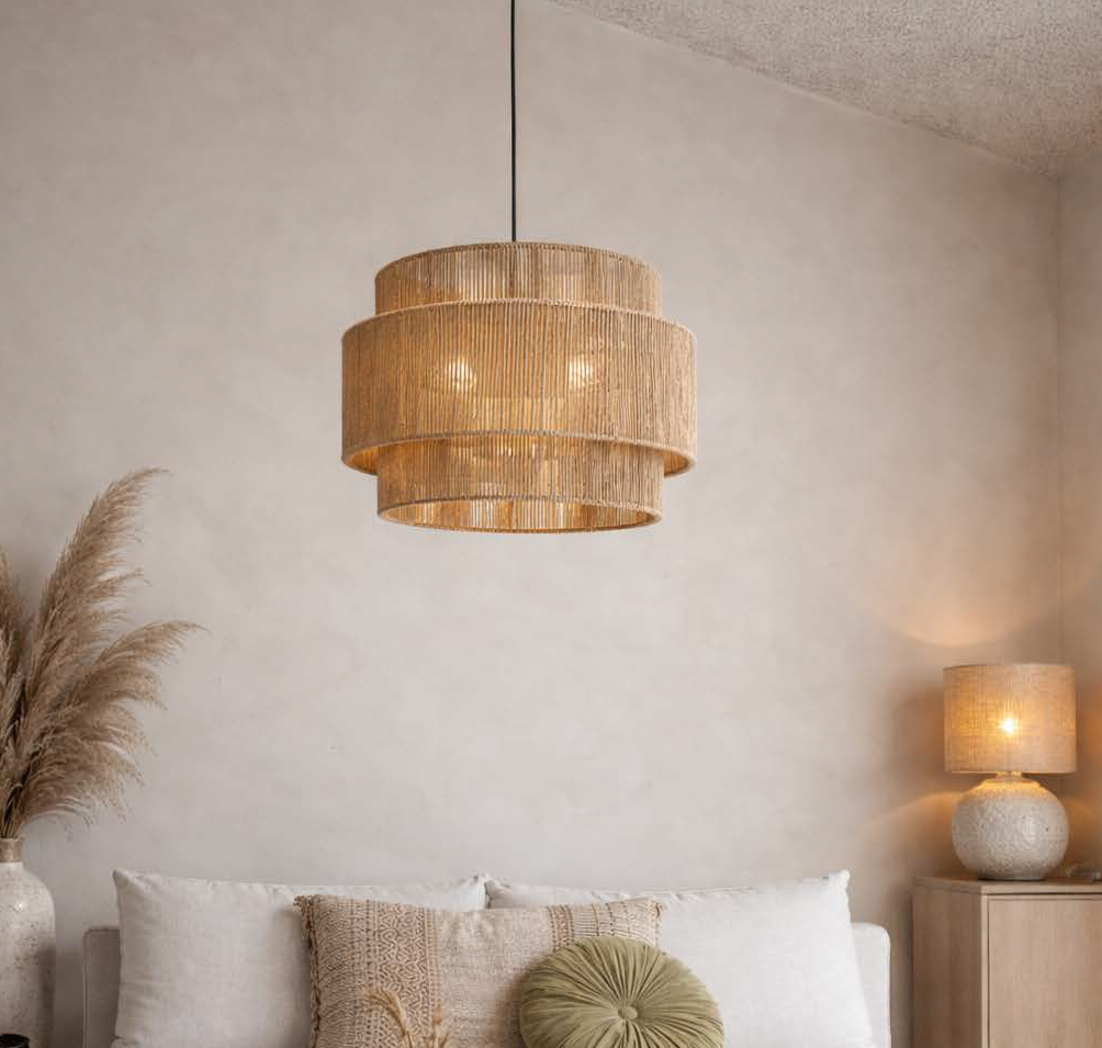 Gevlochten rotan hanglamp