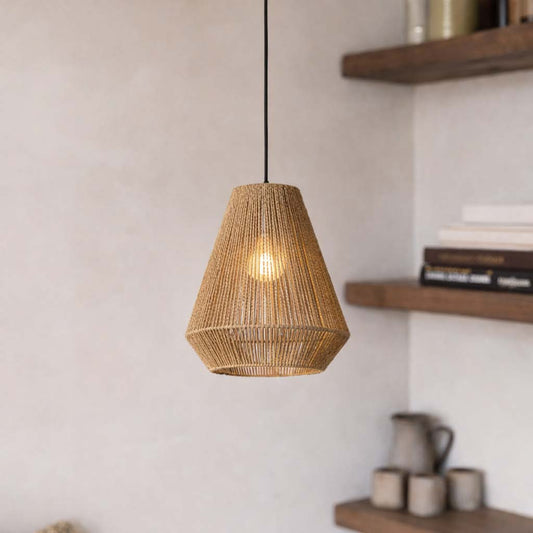 Boho-Hängelampe aus Rattan – 40 cm