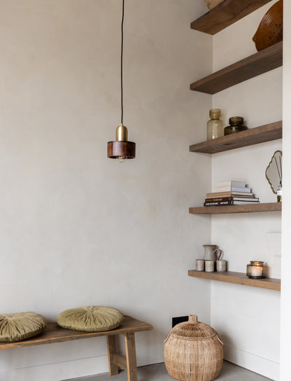 Plafondlamp messing hout