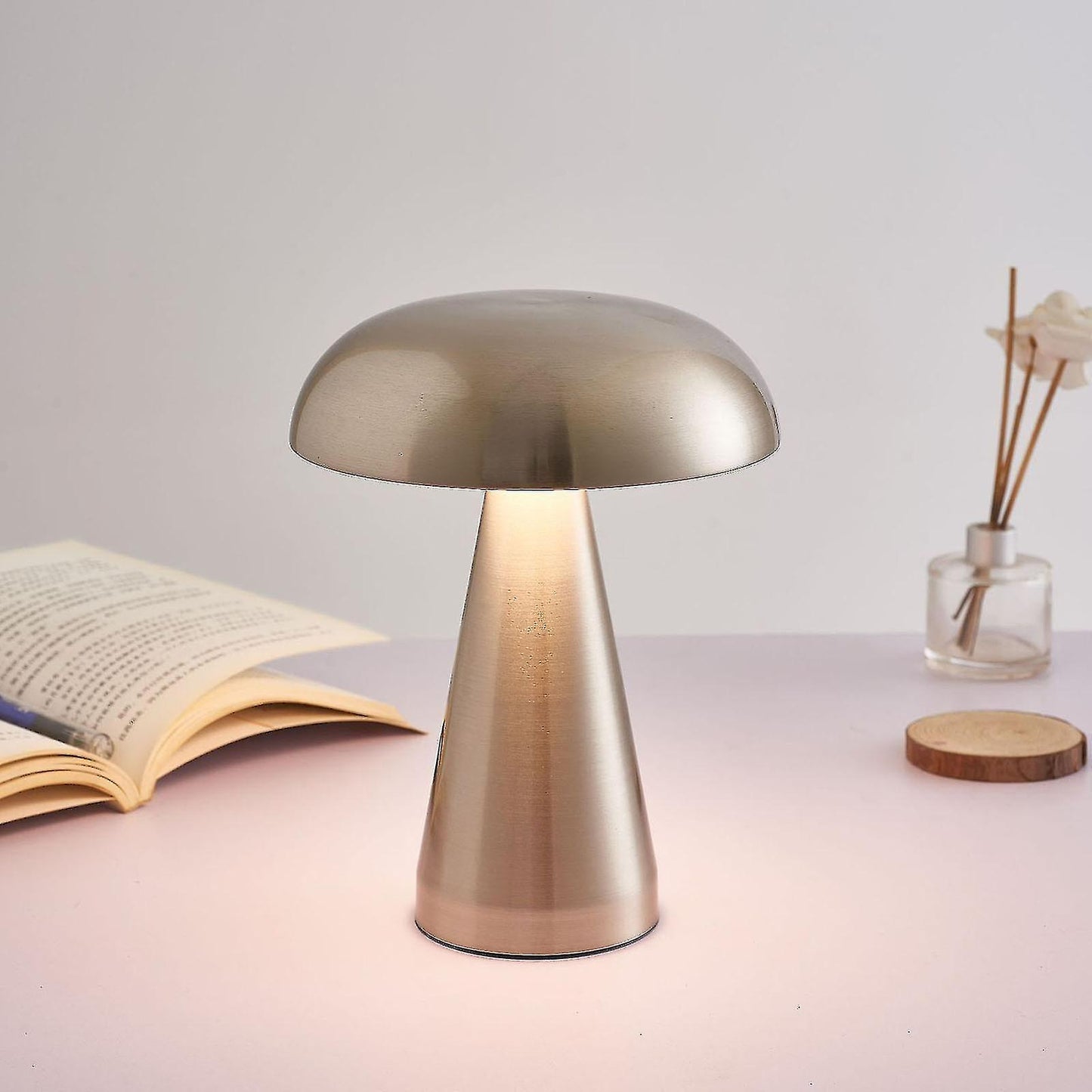 Moderne tafellamp - mushroom - zilverkleurig