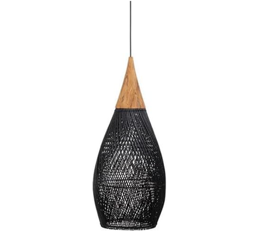 Bohemian rotan hanglamp zwart - 23 cm