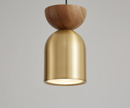 Cilinder walnoot hanglamp - goud