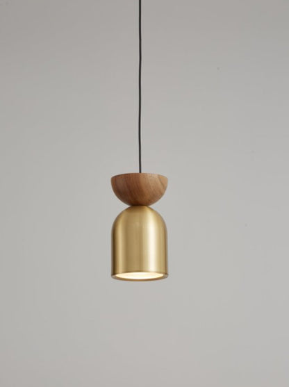 Cilinder walnoot hanglamp - goud