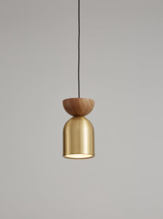 Cilinder walnoot hanglamp - goud