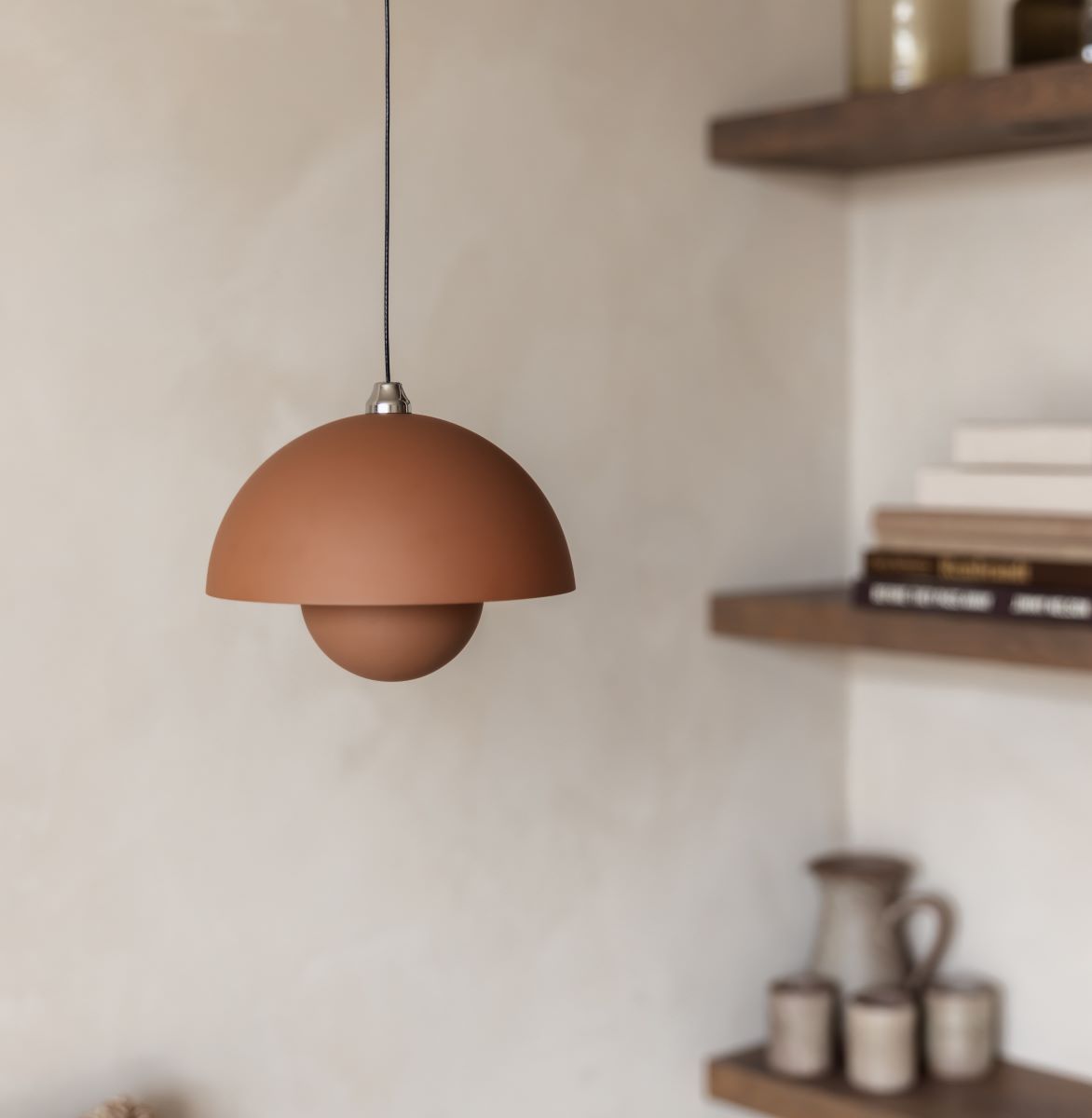 Bloemknop macaron hanglamp - terracotta mat